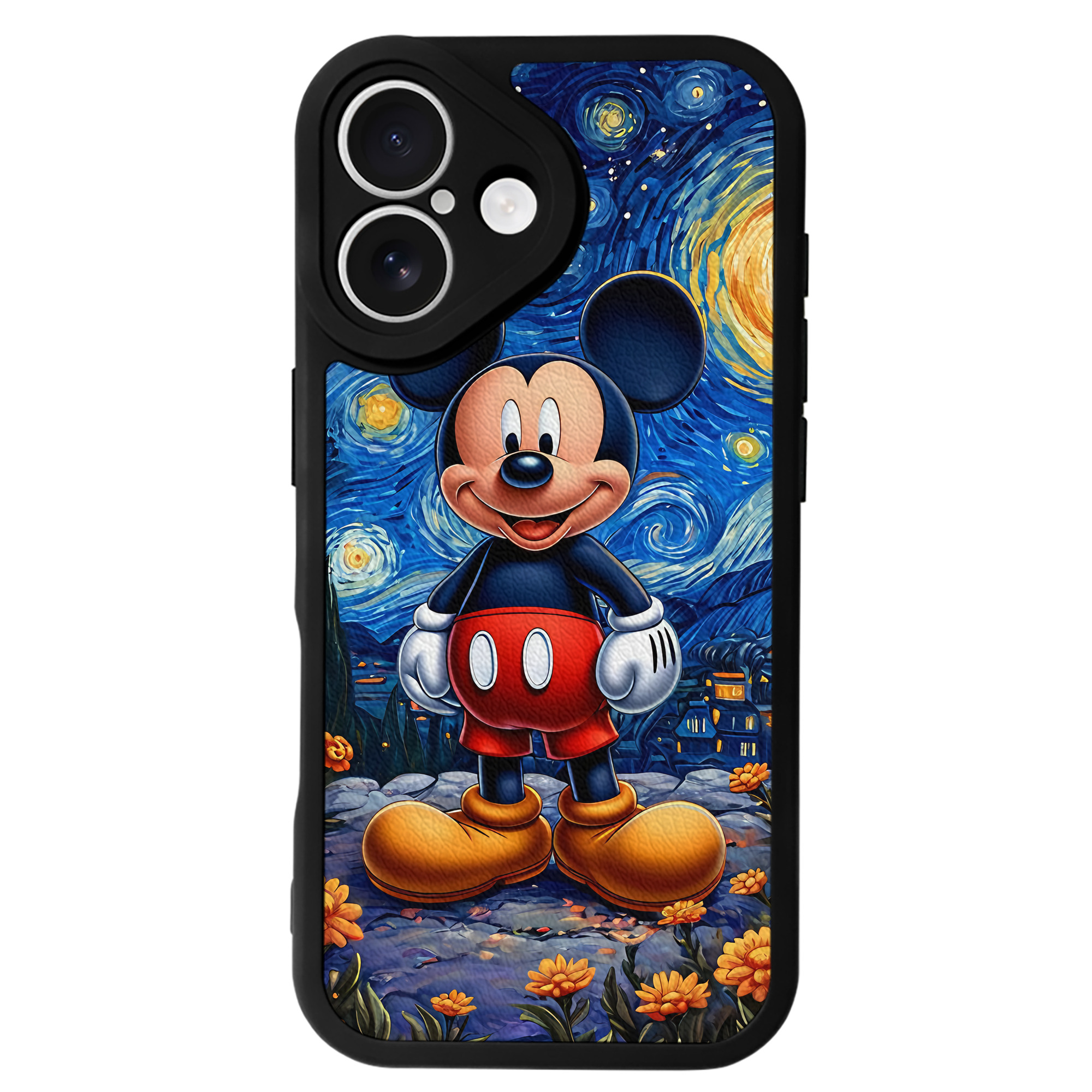 （画像用） ミッキーマウス Mickey Mouse 【iPhone 16シリーズ対応】シリコンスマホケース（レザー調） 材質：シリコン